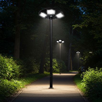 LED Ściemnialna solarna lampa uliczna z czujnikiem LED/22W/6V 18000 mAh 6500K IP65 czarny + zdalne sterowanie