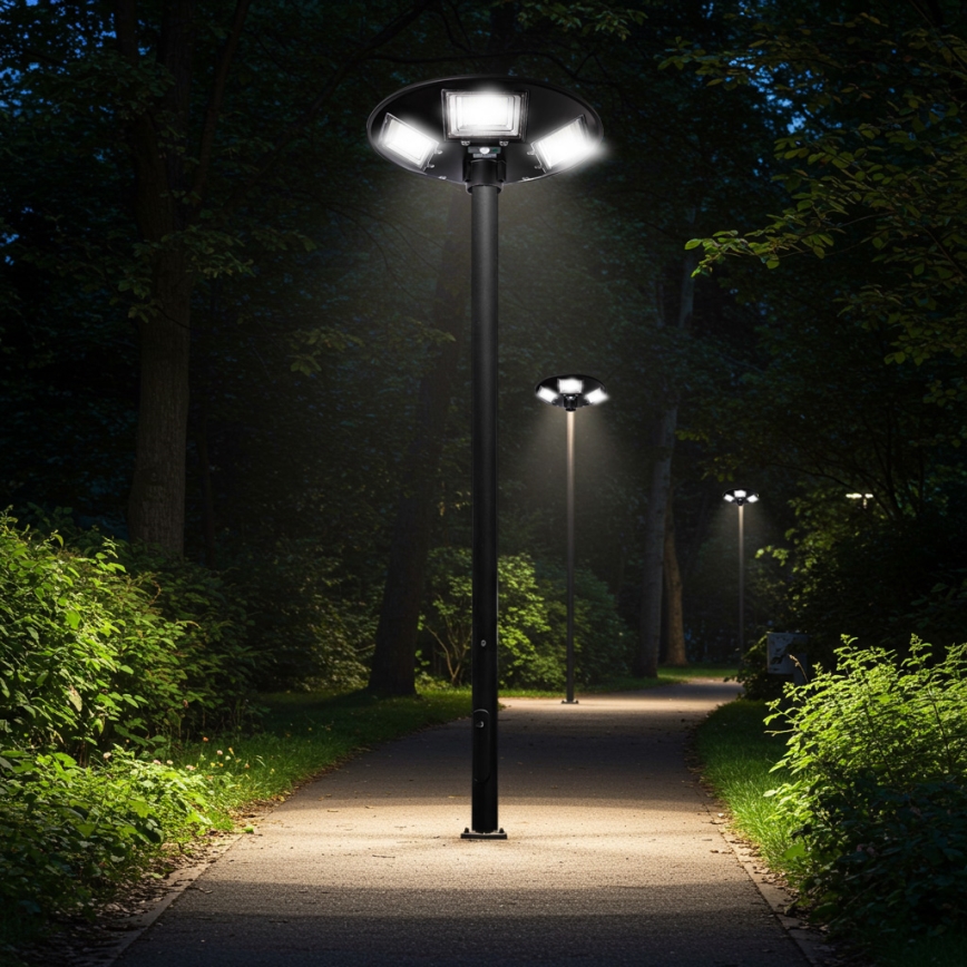 LED Ściemnialna solarna lampa uliczna z czujnikiem LED/22W/6V 18000 mAh 6500K IP65 czarny + zdalne sterowanie