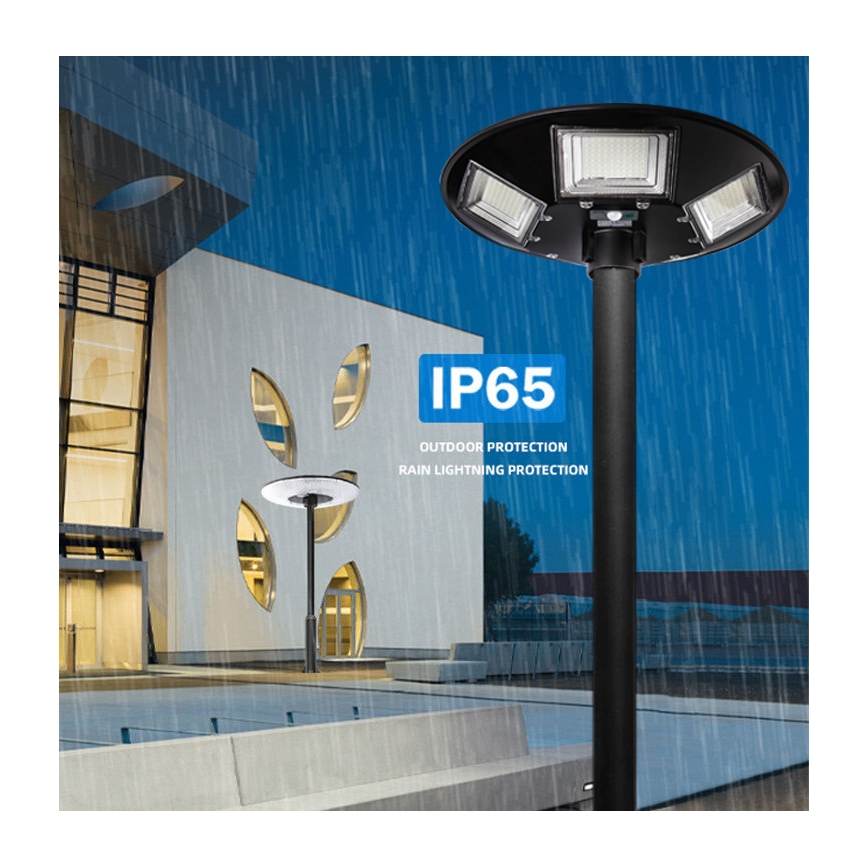 LED Ściemnialna solarna lampa uliczna z czujnikiem LED/22W/6V 18000 mAh 6500K IP65 czarny + zdalne sterowanie