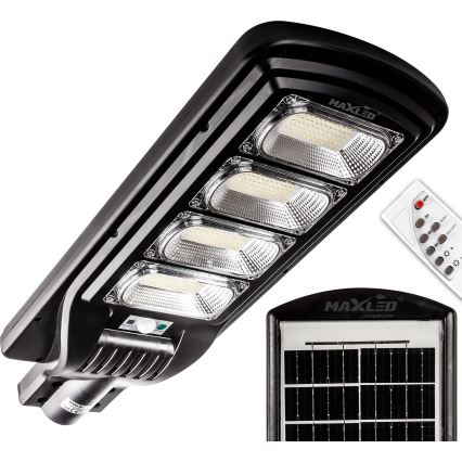 LED Ściemnialna solarna lampa uliczna z czujnikiem LED/240W/6V 11000 mAh 6500K IP65 czarna + pilot zdalnego sterowania