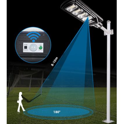 LED Ściemnialna solarna lampa uliczna z czujnikiem LED/240W/6V 6500K IP65 czarny + zdalne sterowanie