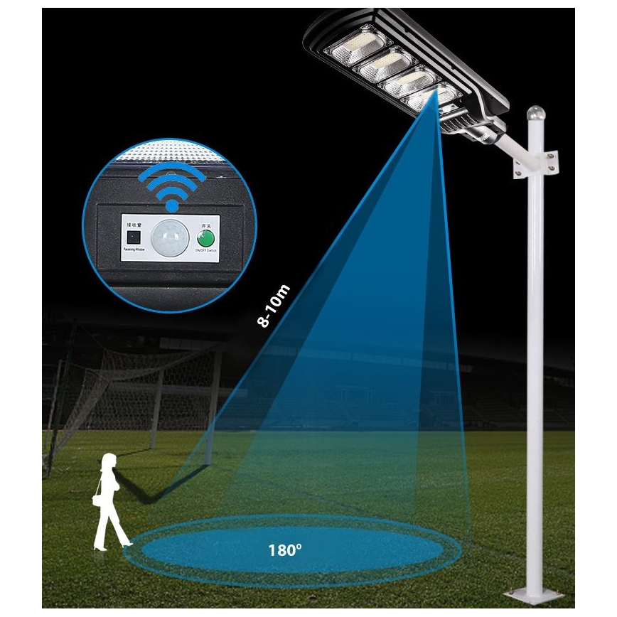 LED Ściemnialna solarna lampa uliczna z czujnikiem LED/240W/6V 6500K IP65 czarny + zdalne sterowanie