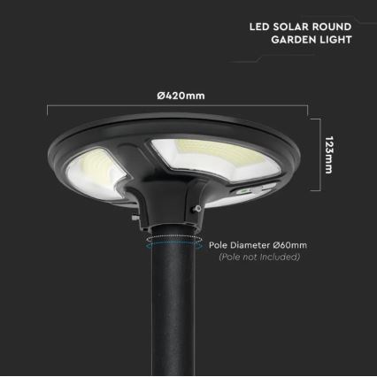 LED Solarna lampa uliczna z czujnikiem LED/7,5W/3,2V 6500K IP65 + pilot