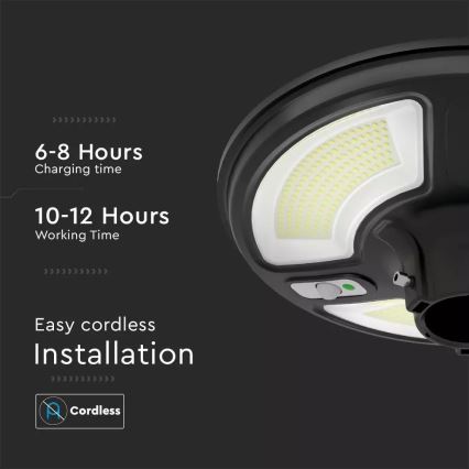 LED Solarna lampa uliczna z czujnikiem LED/7,5W/3,2V IP65 4000K 15000 mAh + zdalne sterowanie