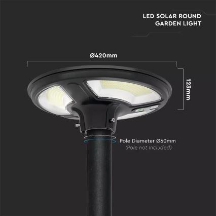 LED Solarna lampa uliczna z czujnikiem LED/7,5W/3,2V IP65 4000K + pilot zdalnego sterowania