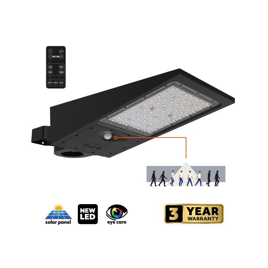 Ściemniаlna solarna lampa uliczna LED z czujnikiem STREET LED/30W/9,6V 3000/4000K 6000 mAh IP65 + pilot zdalnego sterowania