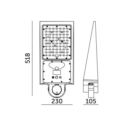 Ściemniаlna solarna lampa uliczna LED z czujnikiem STREET LED/30W/9,6V 3000/4000K 6000 mAh IP65 + pilot zdalnego sterowania