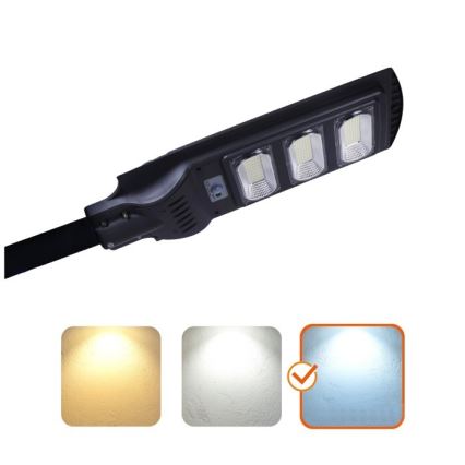 LED Przyciemnialna solarna lampa uliczna z czujnikiem ruchu i zmierzchu URBI LED/8W/3,2V 6500K IP54 10000 mAh + zdalne sterowanie