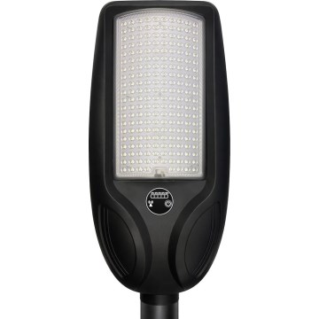 LED solarna latarnia uliczna z funkcją ściemniania i czujnikiem VENICE LED/200W/3,2V 12000 mAh IP65 czarna + zdalne sterowanie