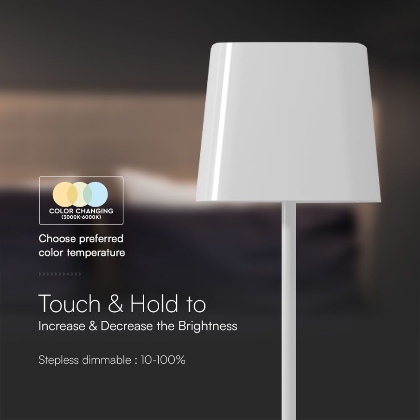 LED Solarna ściemnialna magnetyczna dotykowa akumulatorowa lampa stołowa LED/5W/5V 3000-6000K 3600 mAh IP65 biała