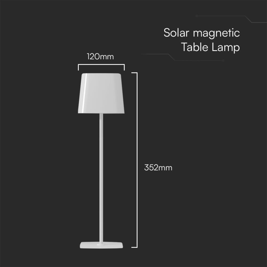 LED Solarna ściemnialna magnetyczna dotykowa akumulatorowa lampa stołowa LED/5W/5V 3000-6000K 3600 mAh IP65 biała