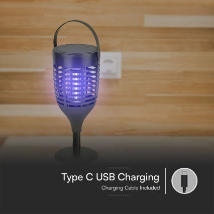 LED Solarna pułapka na owady 3w1 LED/1,3W/3,7V IP24 20 mat. 2200 mAh