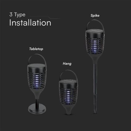 LED Solarna pułapka na owady 3w1 LED/1,3W/3,7V IP24 20 mat. 2200 mAh
