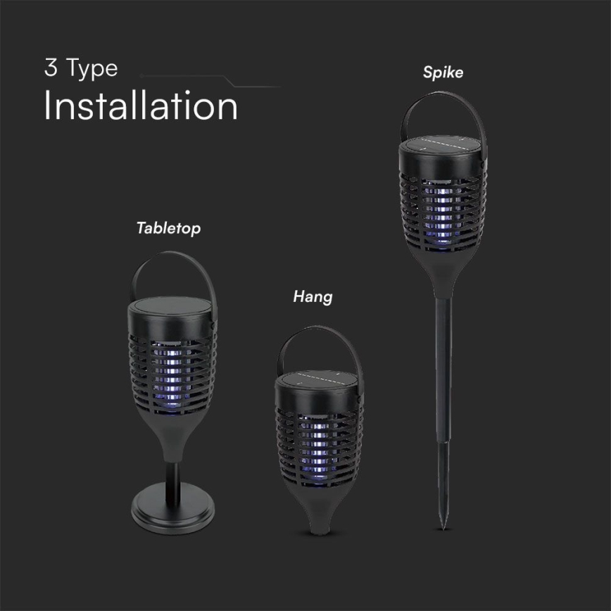 LED Solarna pułapka na owady 3w1 LED/1,3W/3,7V IP24 20 mat. 2200 mAh
