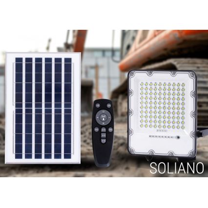 LED zewnętrzny ściemnialny solarny reflektor LED/100W/3,2V 4500K IP65 czarny + zdalne sterowanie