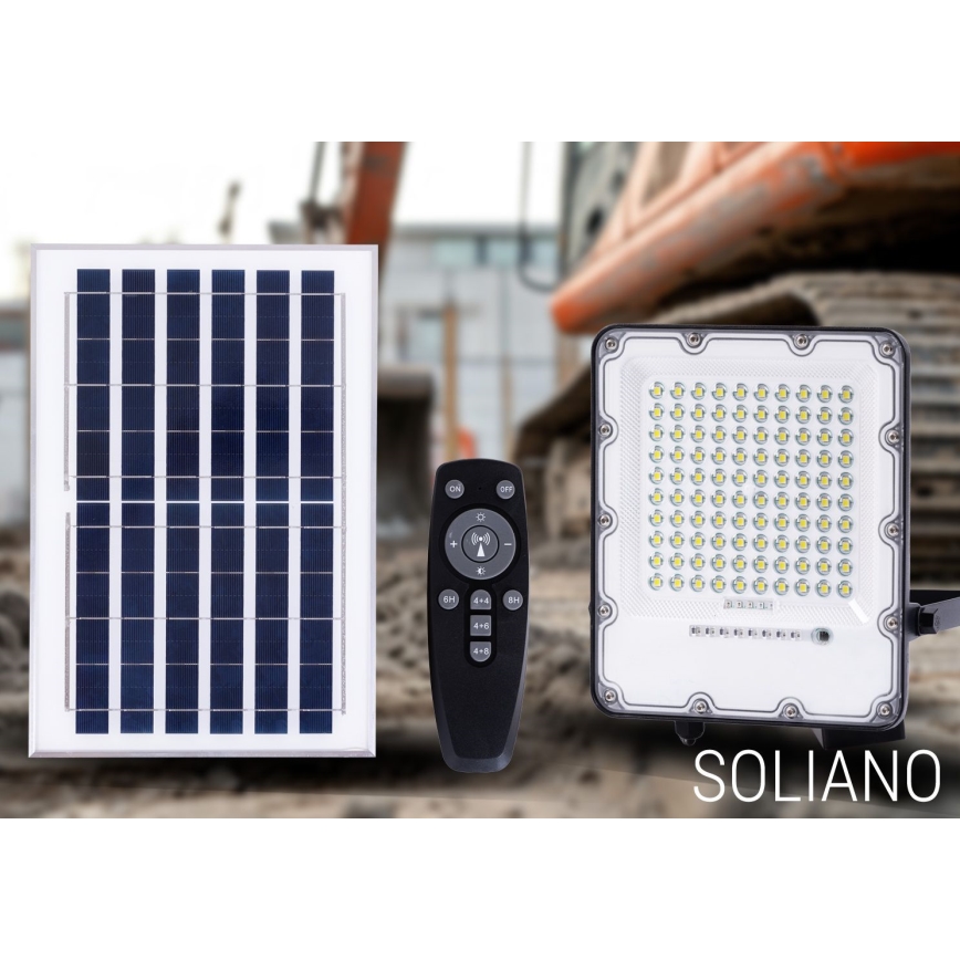 LED zewnętrzny ściemnialny solarny reflektor LED/50W/3,2V 4500K IP65 czarny + zdalne sterowanie