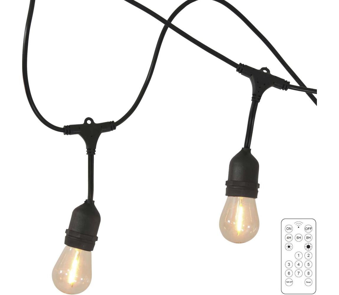 LED Solarny łańcuch zewnętrzny PARTY 10xE27/3,7V 10 m IP44 + pilot