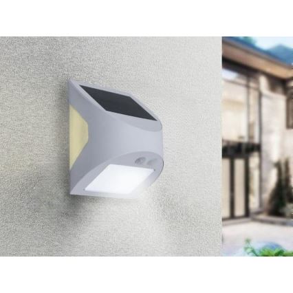 Solarny kinkiet ścienny LED z czujnikiem LED/3W/3,7V 3000/4000K 1200 mAh IP54 biały