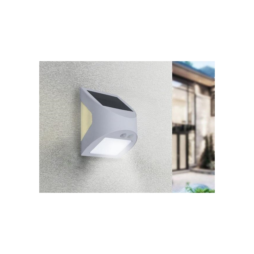 Solarny kinkiet ścienny LED z czujnikiem LED/3W/3,7V 3000/4000K 1200 mAh IP54 biały