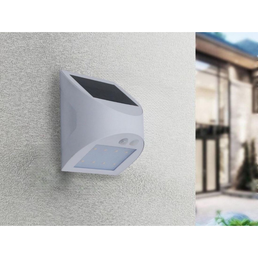 Solarny kinkiet ścienny LED z czujnikiem LED/3W/3,7V 3000/4000K 1200 mAh IP54 biały