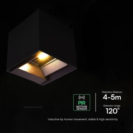 Solarny kinkiet LED z czujnikiem LED/9W/3,7V 3000/4000/5000K IP65 2600 mAh czarny