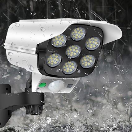 LED Solarna makieta kamery bezpieczeństwa z czujnikiem KAMERA LED/1W/3,7V 1200 mAh IP44 + pilot zdalnego sterowania