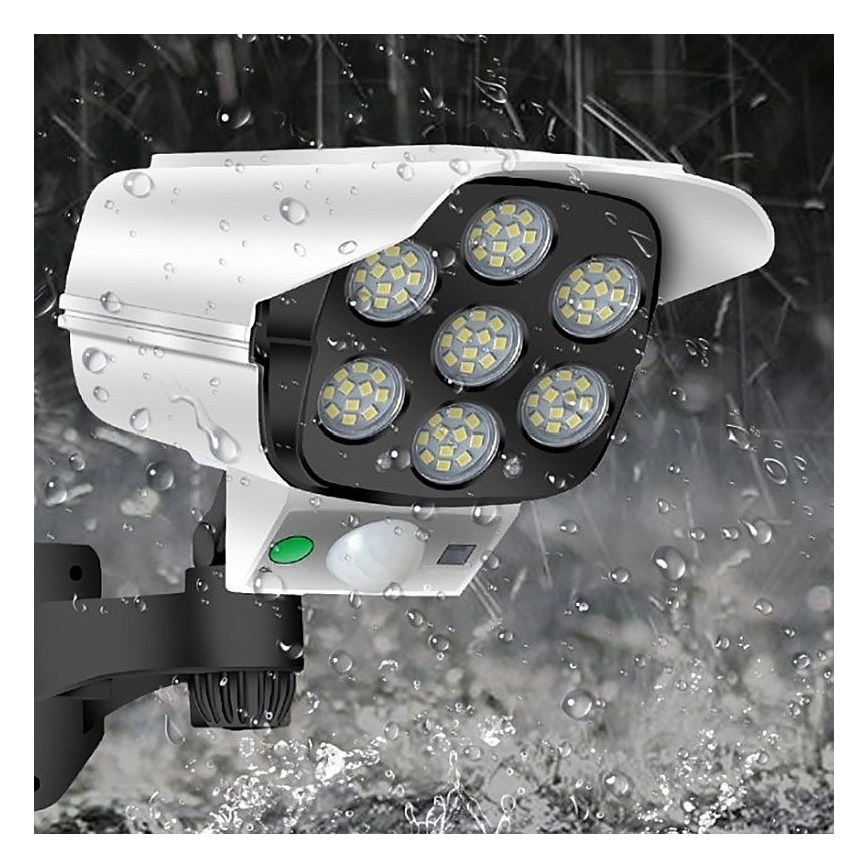 LED Solarna makieta kamery bezpieczeństwa z czujnikiem KAMERA LED/1W/3,7V 1200 mAh IP44 + pilot zdalnego sterowania