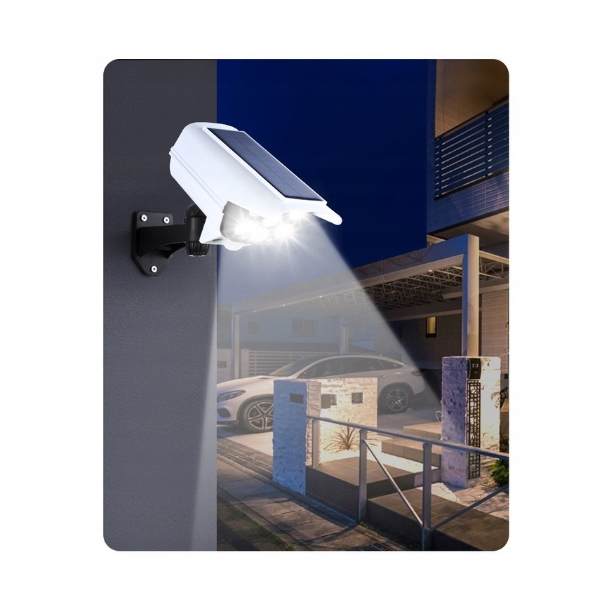 LED Solarna makieta kamery bezpieczeństwa z czujnikiem KAMERA LED/1W/3,7V 1200 mAh IP44 + pilot zdalnego sterowania