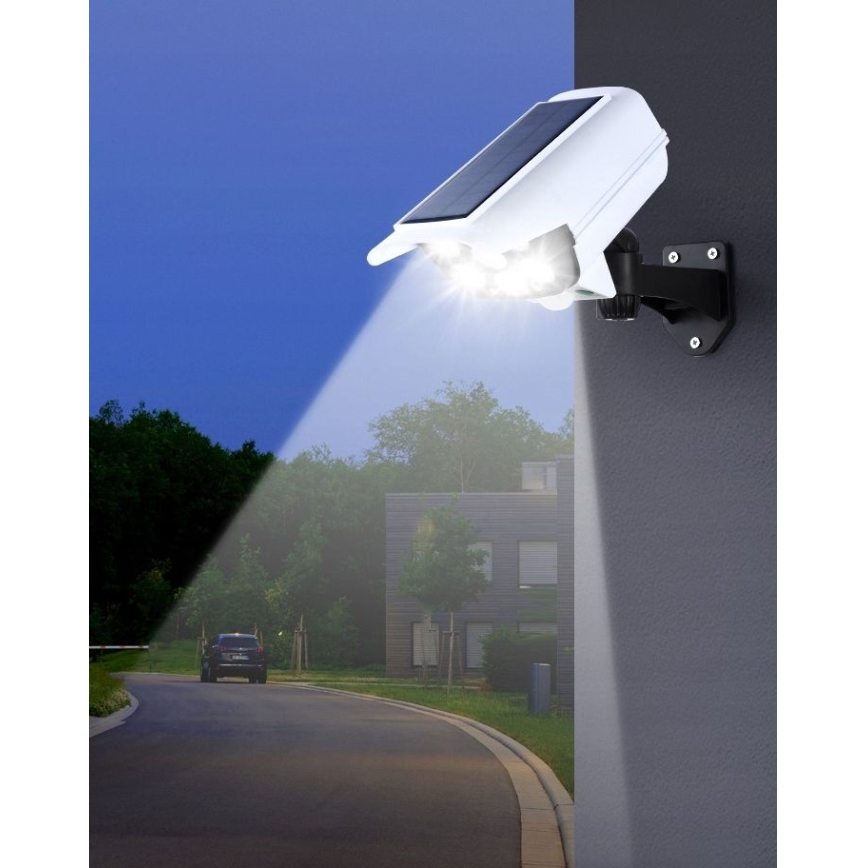 LED Solarna makieta kamery bezpieczeństwa z czujnikiem KAMERA LED/1W/3,7V 1200 mAh IP44 + pilot zdalnego sterowania