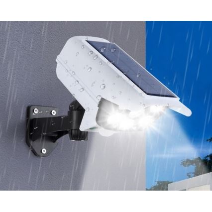 LED Solarna makieta kamery bezpieczeństwa z czujnikiem KAMERA LED/1W/3,7V 1200 mAh IP44 + pilot zdalnego sterowania