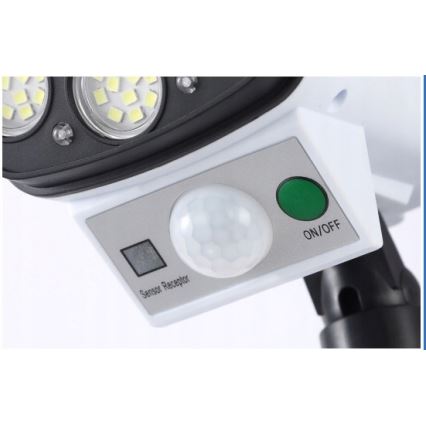 LED Solarna makieta kamery bezpieczeństwa z czujnikiem KAMERA LED/1W/3,7V 1200 mAh IP44 + pilot zdalnego sterowania
