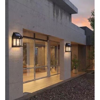 LED Solarna lampa ścienna z czujnikiem LANTER LED/1W/3,7V 1200 mAh IP44 czarna