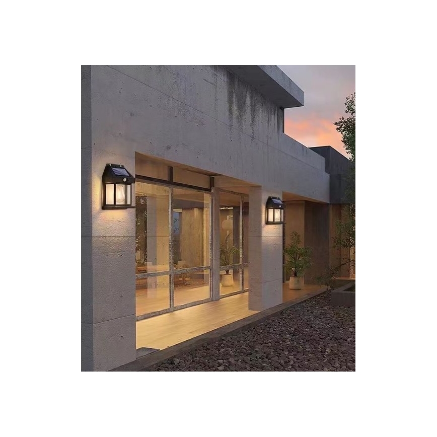 LED Solarna lampa ścienna z czujnikiem LANTER LED/1W/3,7V 1200 mAh IP44 czarna