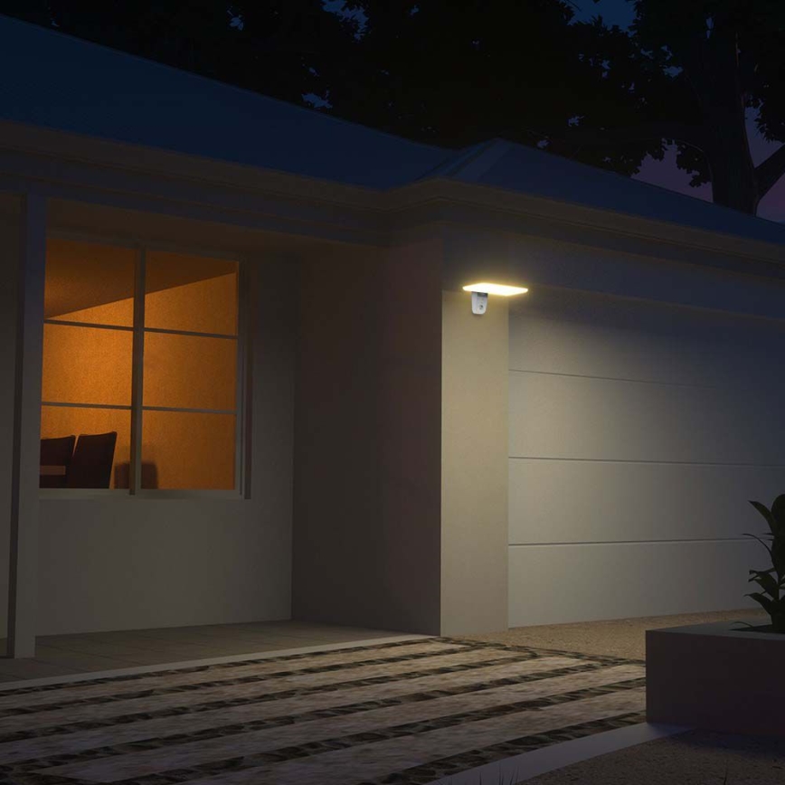 LED Solarna lampa ścienna z czujnikiem LED/15W/3,2V 4000K/6000K IP65 6000 mAh biała