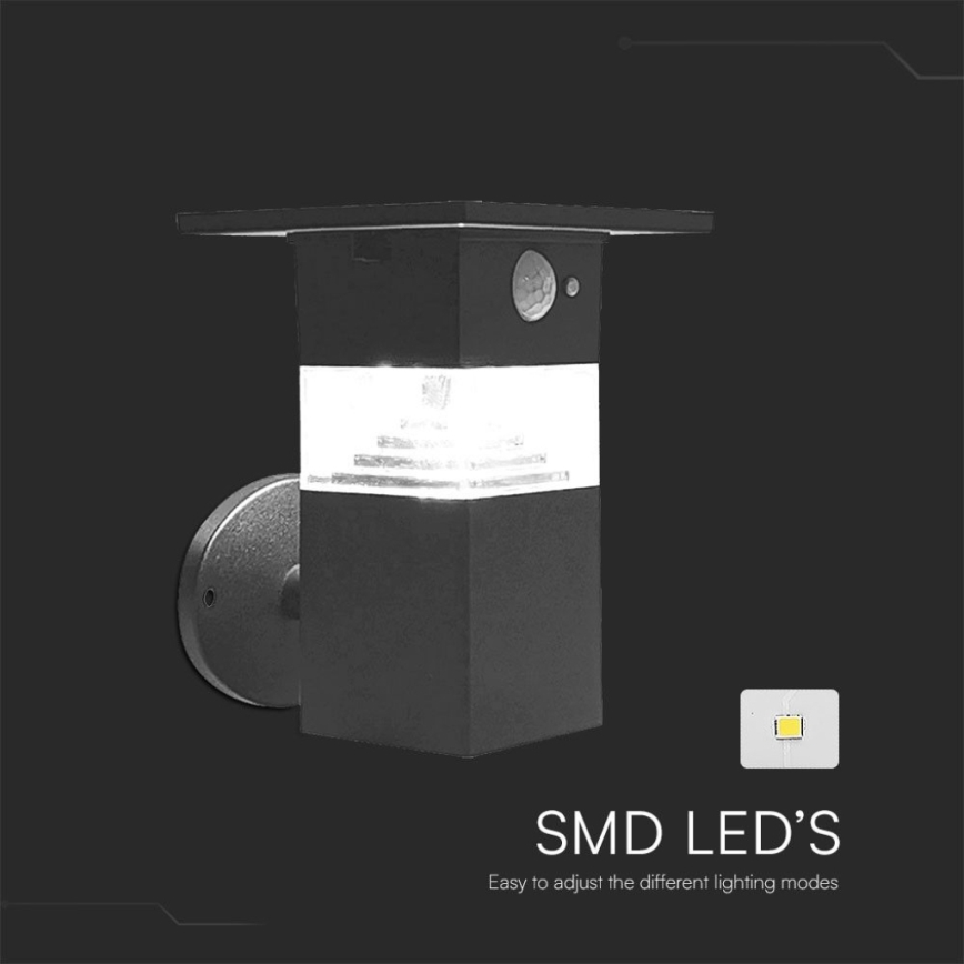 LED Solarna lampa ścienna z czujnikiem LED/2,5W/3,7V IP54 3000K 2200 mAh