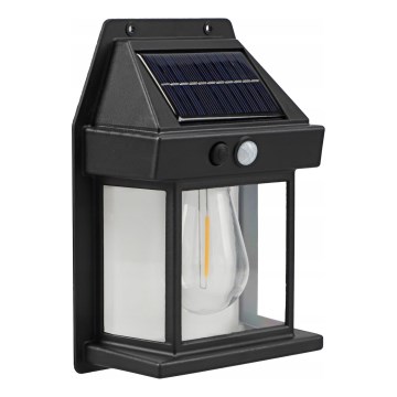 LED solarny kinkiet z czujnikiem LED/3,7V 600 mAh IP44 czarny