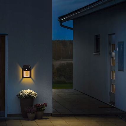 LED solarny kinkiet z czujnikiem LED/3,7V 600 mAh IP44 czarny