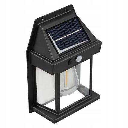 LED solarny kinkiet z czujnikiem LED/3,7V 600 mAh IP44 czarny