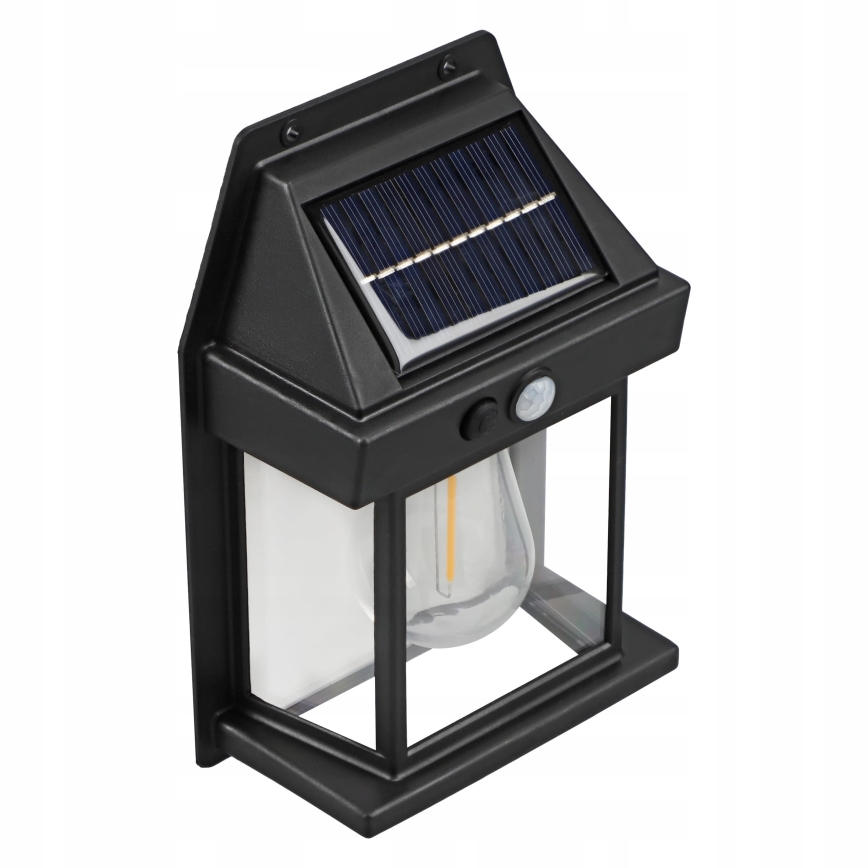 LED solarny kinkiet z czujnikiem LED/3,7V 600 mAh IP44 czarny