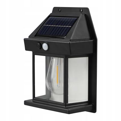 LED solarny kinkiet z czujnikiem LED/3,7V 600 mAh IP44 czarny