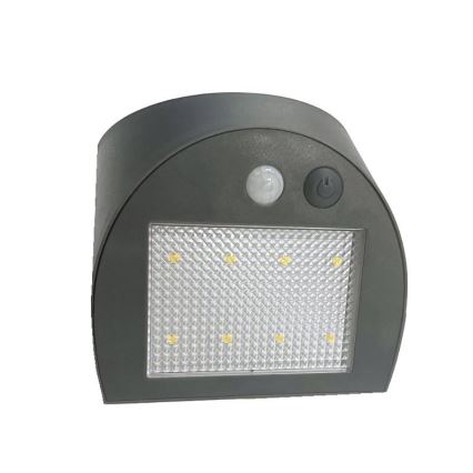 Solarny kinkiet LED z czujnikiem LED/3W/3,7V 3000/4000K 1200 mAh IP54 antracyt