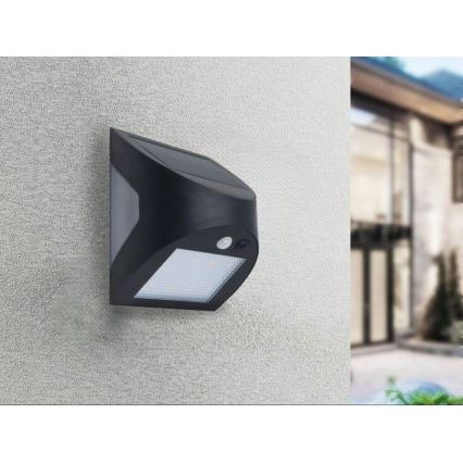 LED solarna lampa ścienna z czujnikiem LED/3W/3,7V 3000/4000K 1200 mAh IP54 czarna