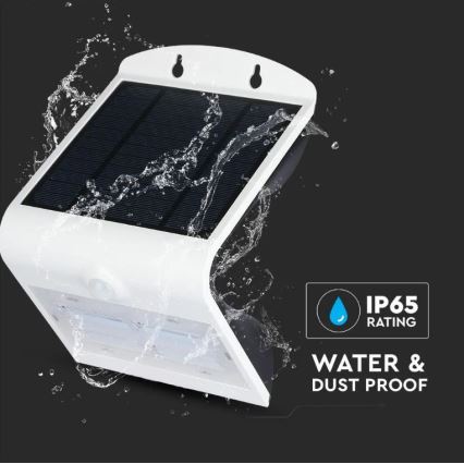 LED Solarna lampa ścienna z czujnikiem LED/3W/3,7V 3000/4000K IP65 2000 mAh biała