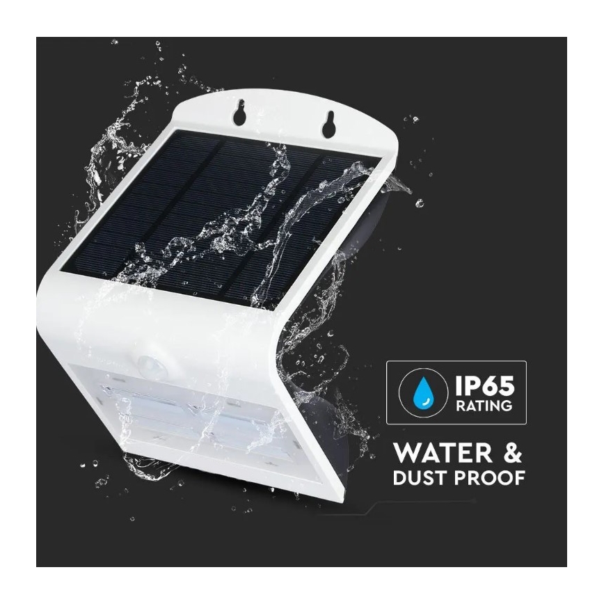 LED Solarna lampa ścienna z czujnikiem LED/3W/3,7V 3000/4000K IP65 2000 mAh biała