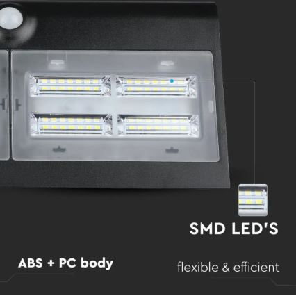 LED Solarna lampa ścienna z czujnikiem LED/7W/3,7V 4000K IP65 4000 mAh czarna