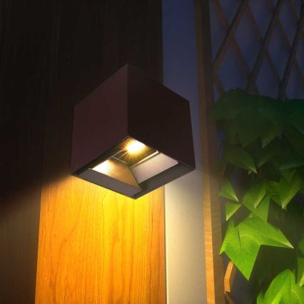 LED Solarna lampa ścienna z czujnikiem LED/9W/3,7V 3000/4000/5000K 2600 mAh IP65 brązowa