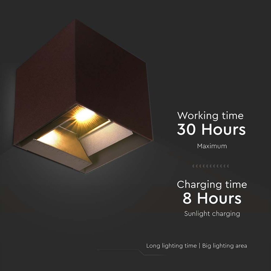LED Solarna lampa ścienna z czujnikiem LED/9W/3,7V 3000/4000/5000K 2600 mAh IP65 brązowa