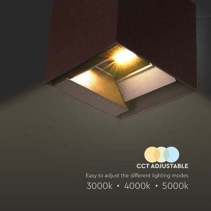 LED Solarna lampa ścienna z czujnikiem LED/9W/3,7V 3000/4000/5000K 2600 mAh IP65 brązowa