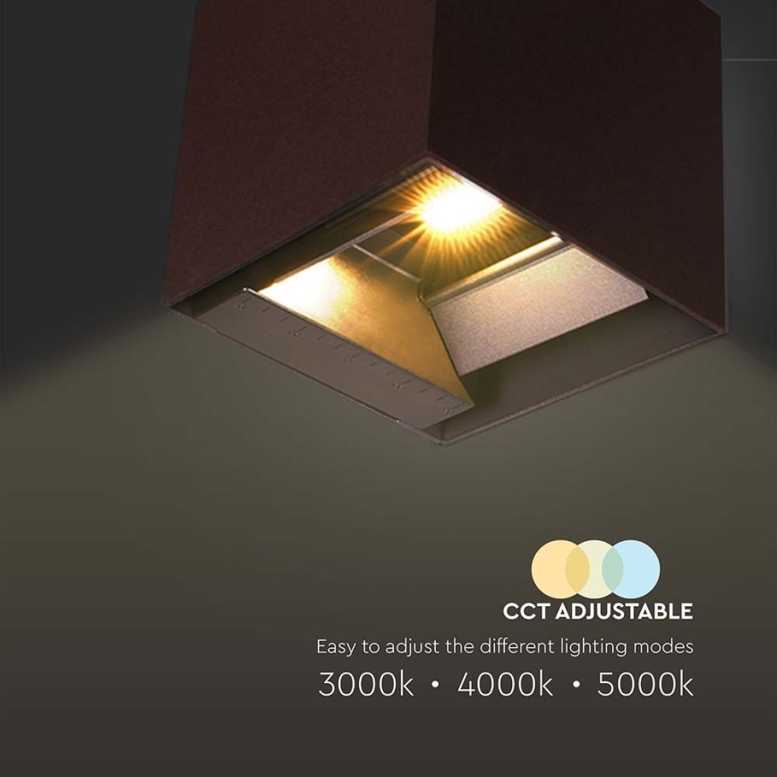 LED Solarna lampa ścienna z czujnikiem LED/9W/3,7V 3000/4000/5000K 2600 mAh IP65 brązowa