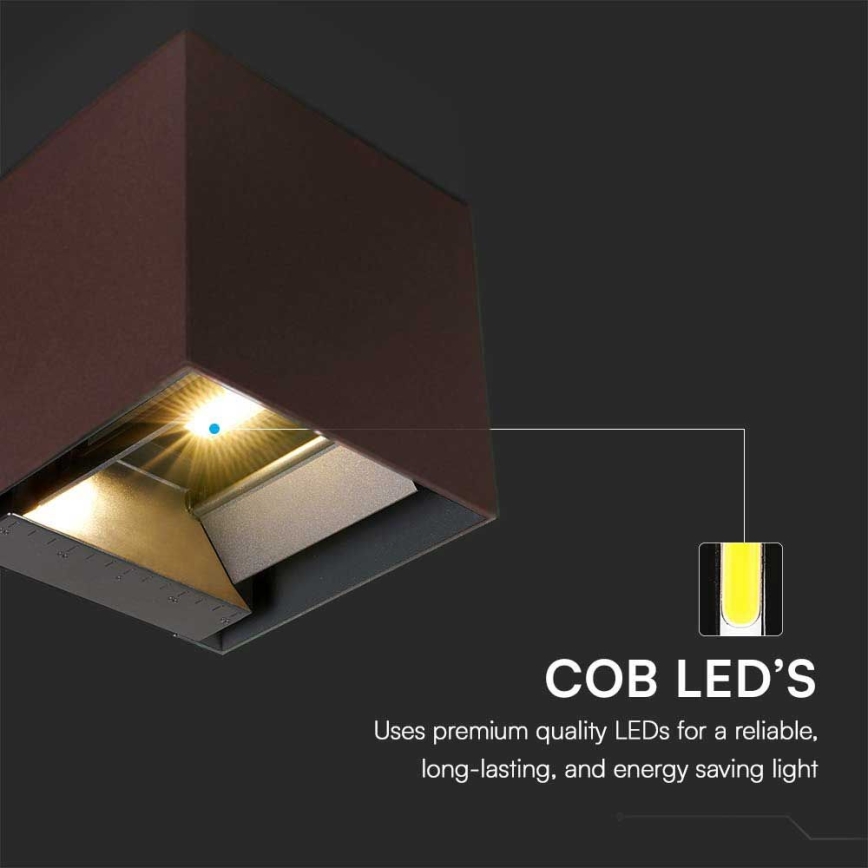 LED Solarna lampa ścienna z czujnikiem LED/9W/3,7V 3000/4000/5000K 2600 mAh IP65 brązowa